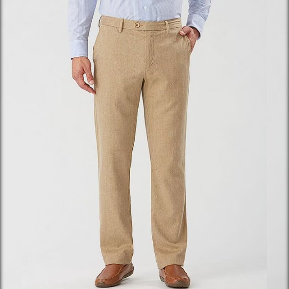 NWT TOMMY BAHAMA Havana Herringbone Silk/Cotton Trousers in British Bourbon